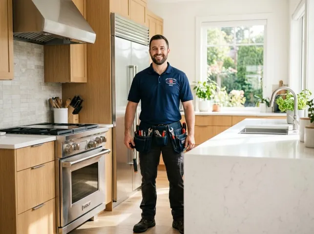 Appliance Repair Hero technician in a Bethel, OH kitchen after an appliance repair